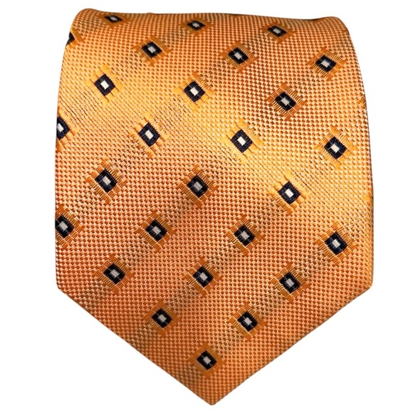 Kai Long Other - Vtg Kai Long Mens Tie Handmade Silk Orange Diamond Geometric Necktie 59x3.75”